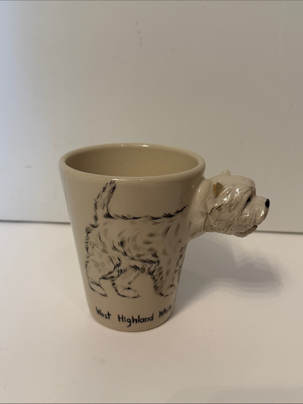 Blue Witch West Highland White Terrier 3D Handle Ceramic Mug - Cream Black